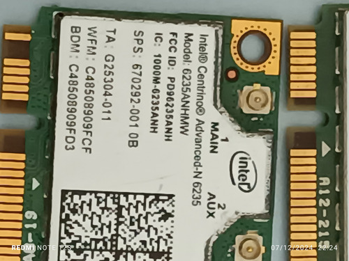Placa Wi-fi Notebook Lenovo B490 2.4 E 5 G (Usado)
