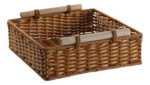 Cesta Tejida A Mano Contenedor De Almacenamiento 29x29x11 Cm