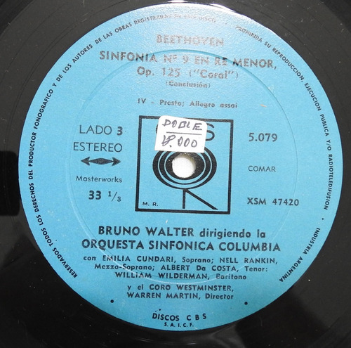 Beethoven Sinfonía N° 9 Y 8 Bruno Walter Vinilo (vg+) (Usado)