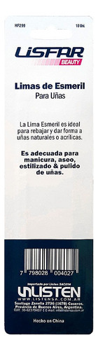 Limas De Uñas Esmeril Lisfar X 10 Unidades Hf299 Beige Esmeril