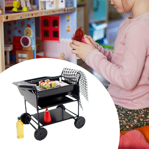 Parrilla De Barbacoa En Miniatura Para Casa De Muñecas