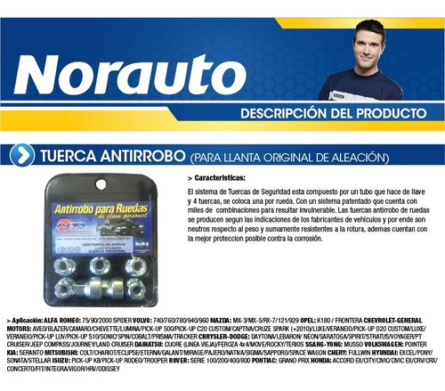 Tuerca Antirobo Chevrolet Aveo