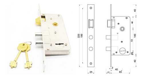Imagen 4 de 5 de Cerradura Doble Paleta Fte Grande Pernos Compatible Atila 4