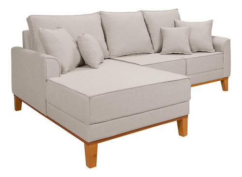 Sofá 2l Beny Com Chaise Living Confortável Em Linho Cor Cru 184