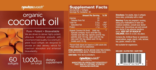 Óleo De Côco Orgânico Importado (1000mg Por Dose) - 60 Caps