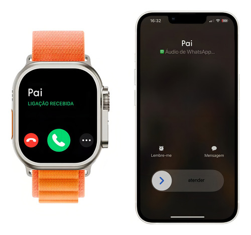 Smart Watch W68 Ultra Serie 8 Nfc Tela 49mm + Pulseira Extra Cor Da Caixa Prateado Cor Da Pulseira Preto