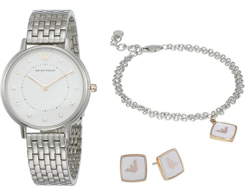 Reloj Mujer Emporio  Ar80023 Cuarzo/2  Pulso Plateado Just W