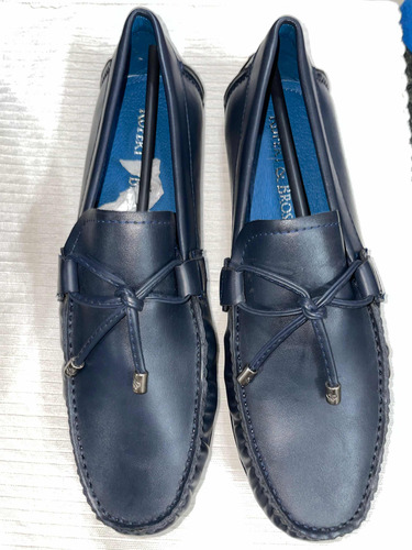 Zapatos Casuales Mocasín Cuero Azul