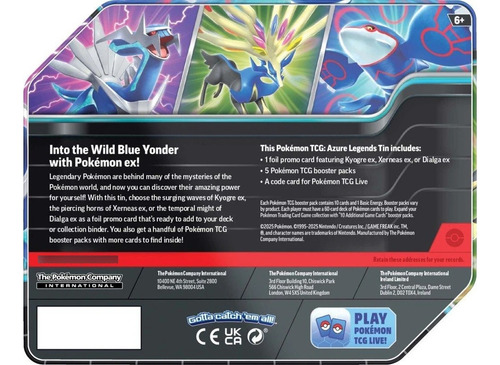 Pokémon Trading Card Game Azure Legends Kyogre Ex Tin