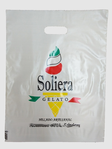 Bolsa Riñon Impresa Plastica 32x45  Con Logo Potes Helado  