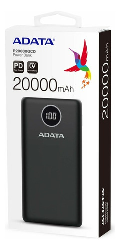 Power Bank Adata P20000qcd, 20000 Mah, Negro