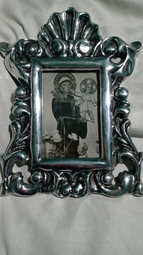 Arte Sacro Porta Retrato De Pewter Con Foto De San Antonio. 