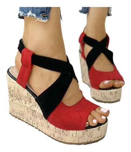 Sandalias Casuales Con Plataforma De Cuña Zapatos De Dama