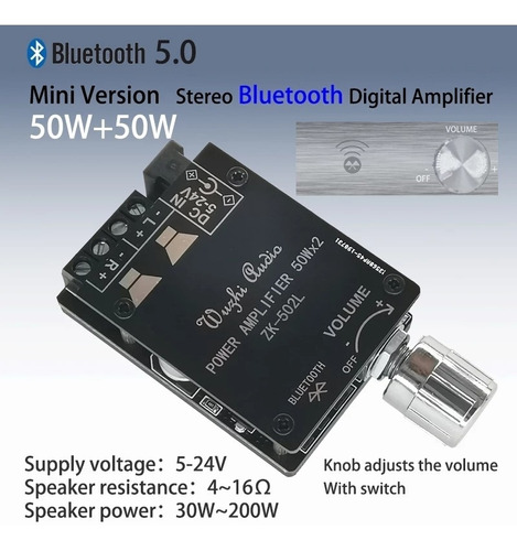 Amplificador  De 50wx2 Con Bluetooth  V5.0 