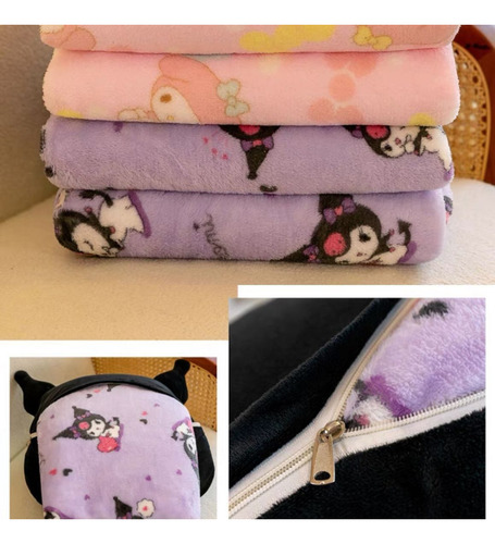 Almohada Con Manta 3 En 1 Kuromi 30x40 Cm En Bolsa Regalo Negro Kuromi