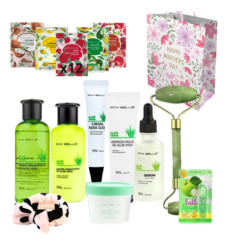 Kit Skincare Aloevera Locion/tonico/serum/mascarilla/rodillo