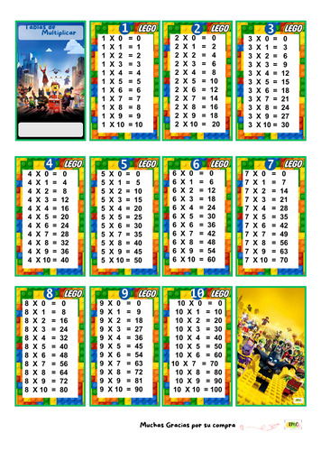 Kit Imprimible Tabla De Multiplicar Y Dividir Lego