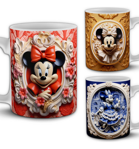Plantillas Sublimar Tazas Minie Mouse 3d Y Vitrales +previas