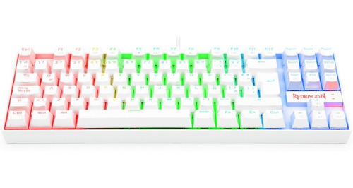 Teclado gamer Redragon Kumara K552 QWERTY Outemu Red español latinoamérica color blanco con luz RGB