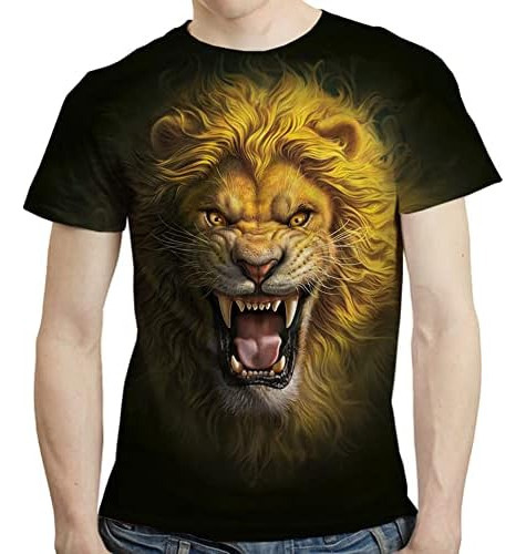Playera Con Estampado 3d De Angry Lion Para Hombre, Camiset