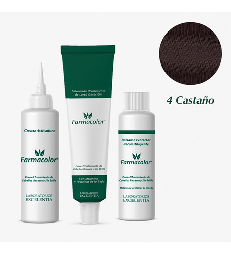 Imagen 3 de 3 de Farmacolor Kit Castaño N°4 X 1 Estuche. Directo De Fábrica.