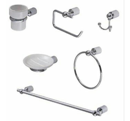 Kit De Accesorios  Baño Hidromet New Age Blanco 6 Piezas