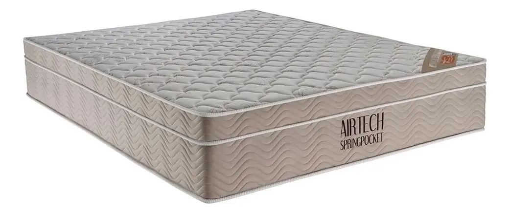 Colchão Casal Ortobom Airtech Spring Pocket 138x188x25cm, Bege Anti-ácaro