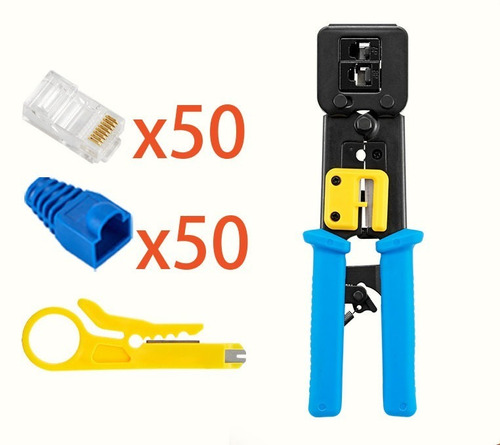 Crimpeadora Ez Rj45 +50 Conectores Cat6 22cm Blanco