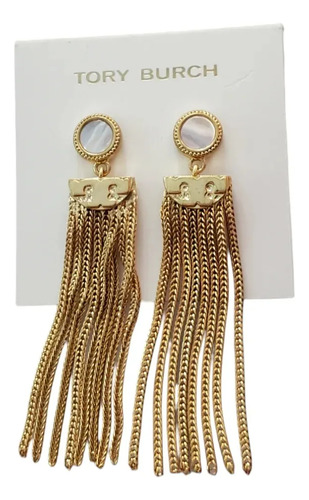 Aretes Tory Burch Concha Nacar Y Cadenas Colgantes