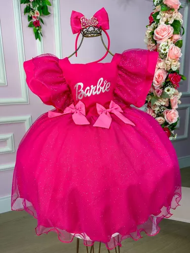 Vestido Princesa Belli Tematico Barbie Pink - Fabuloso Ateliê