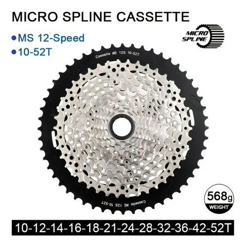 Cassete 12v K7 Sunshine Mtb 12v 10/52d Prata/preto Bike Cor Prateado Quantidade máxima de dentes 52 Quantidade mínima de dentes 10