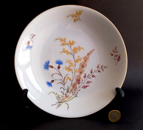 Plato Hondo Porcelana Bavaria Alemana Ramillete (Usado)