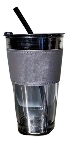 Vaso Con Sorbete Vidrio Resistente Cafe Te Para Llevar 