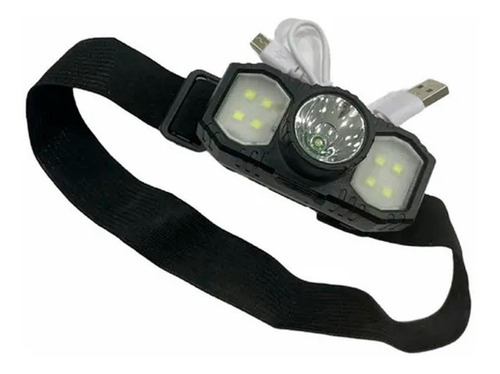Linterna Frontal Minera 3 Foco Led Recargable Micro Usb