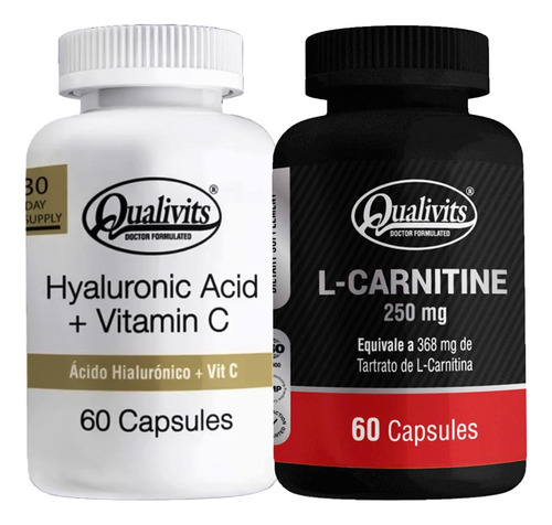 Ácido Hialurónico, Vitamina C + L Carnitina 60 Cáp Qualivits