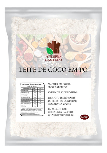 Leite De Coco Em Pó 500g 100% Puro Coco Cream Alta Qualidade