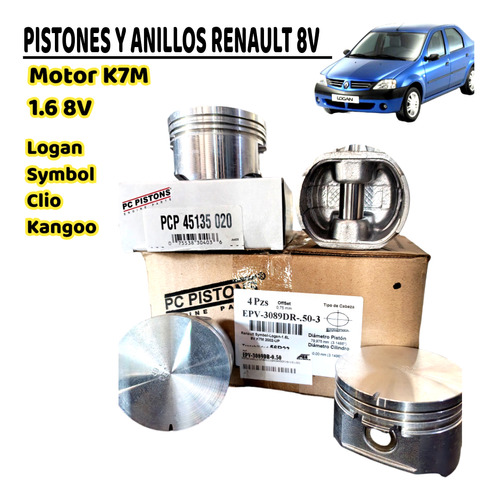 Pistones Y Anillos - Pc Piston Renault K7m Logan - Symbol 