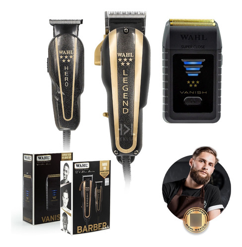 Combo Wahl Cortadoras Barber Y Afeitadora Shaver 5 Stars 