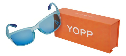 Oculos De Sol Yopp Polarizado Uv400 Cabecao Tanque Forte Armação Azul-celeste Haste Azul-celeste Lente Azul-celeste Desenho Quadrado Casual