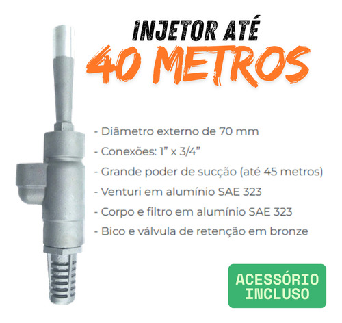 Bomba D'água C/ Injetor Lepono 1cv Poço De Até 40m