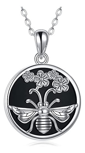 Urone Bee Necklace 925 Sterling Silver Cute Bee Pendant