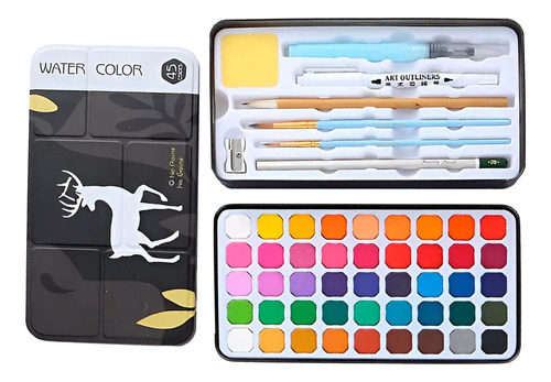 Set Pintura Acuarelas 45 Colores + Accesorios Arte - El Rey