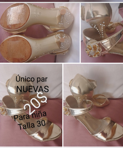 Sandalias Para Niña De Fiesta Con Tacón Bajo Talla 30