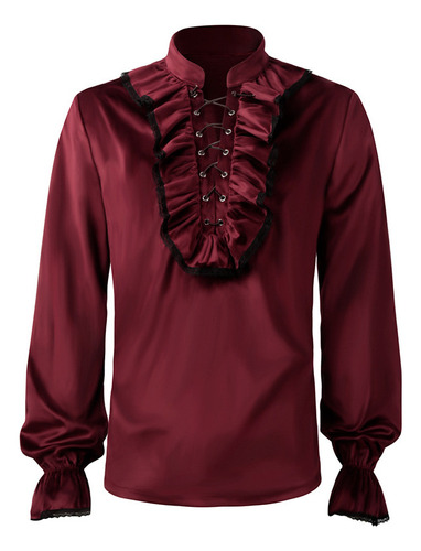 Disfraz Medieval De Halloween Con Camisa Plisada For Hombre
