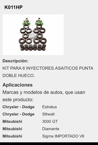 Kit De Inyectores Mitsubishi Diamante Sigma 3000 Gt Stratus