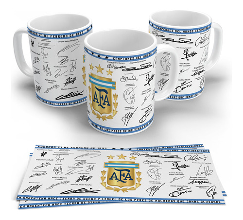 Taza Seleccion Argentina 2022 Afa Autografos Firmas 01