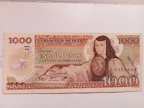 Billete Mil Pesos 1985 Sor Juana 