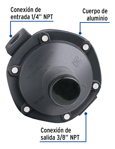 Regulador De Gas 1 Via Cuerpo De Aluminio Foset 40710