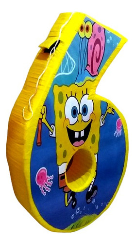 Fiesta Decoracion Piñata Num 6 Bob Esponja 1 Mtro Alto