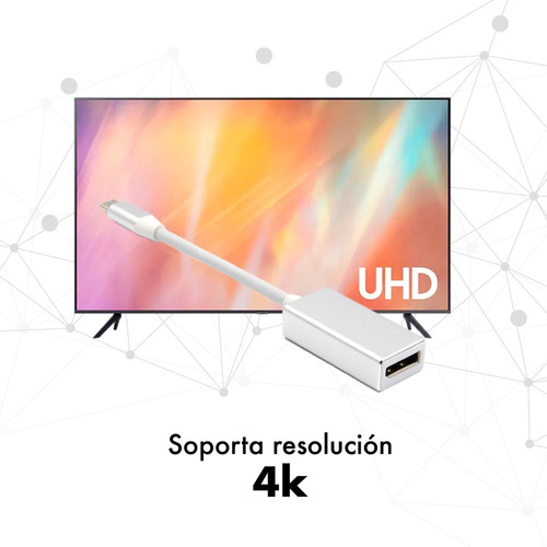 Imagen 5 de 10 de Adaptador Usb C A Displayport Computadora Celular 4k Ultrahd
